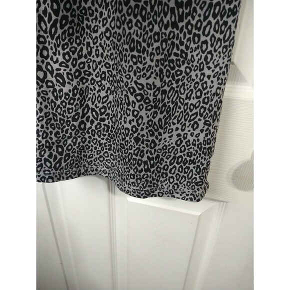 Fresh Woman L Knit Blouse Grey Black Cheetah 3/4 Sleeve Pullover Casual - Picture 7 of 9
